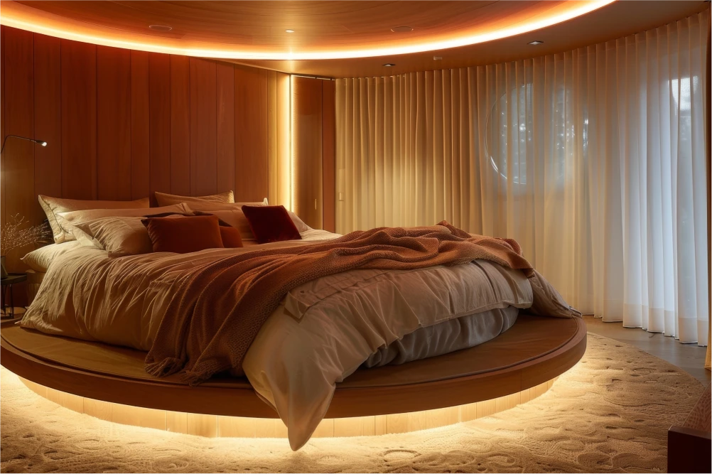Bedroom Design with Curved and Sculptural Features