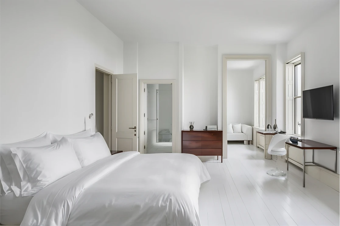 White hotel room interior design